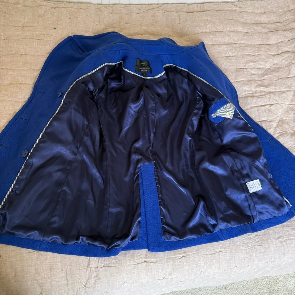 J. Crew Stadium Cloth by Nello Gori Royal Blue Wool Double Breasted Coat Size 2 - Picture 9 of 16